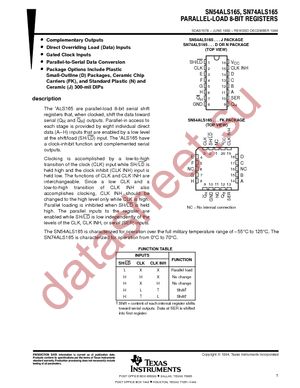 SN74ALS165DRG4 datasheet  